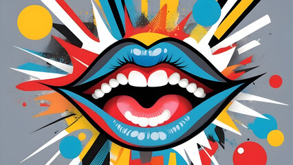 Vibrant background texture filled with bold, contrasting colors and graphic elements. Mix of geometric shapes and dynamic patterns, with clean, thick lines and a playful, retro-inspired palette.	
