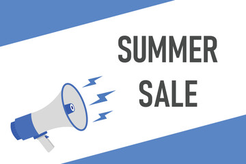 summer sale button, banner, label, template for website. summer sale text with colorful megaphone icon
