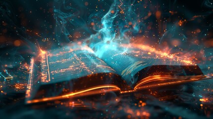 Obraz premium Magical Book with Digital Fantasy Effects