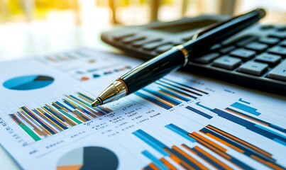 Financial Analysis Report with a Pen and Calculator
