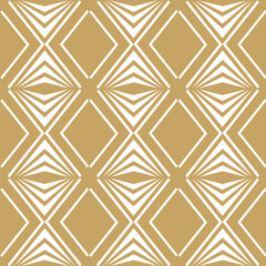 Abstract geometric pattern with stripes, lines. Seamless vector background. White and gold ornament. Modern reticulated graphic design.