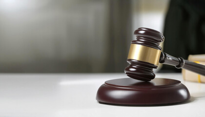 Fototapeta premium Close-Up of a Gavel on a Judge's Bench