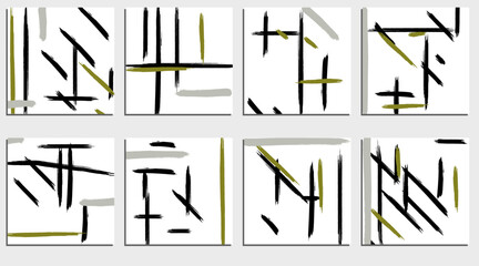 Set of creative artistic card templates. Grunge brush strokes, texture, creative design