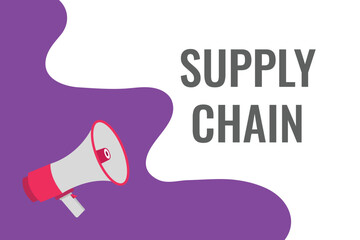 supply chain button, banner, label, template for website. supply chain text with colorful megaphone icon
