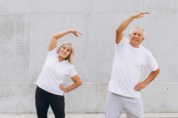 Senior Couple Enjoying Outdoor Exercise Together, Showcasing Healthy Lifestyle and Fitness...