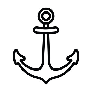 recommend clip art: Black and white line art illustration of an anchor. Vector illustration