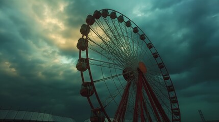 Ferris wheel against cloudy sky