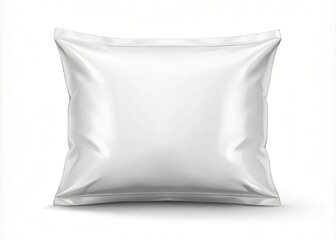 Empty plain Pillow bag packaging isolated on white background, template for design and labelling, ideal for snack food product branding.