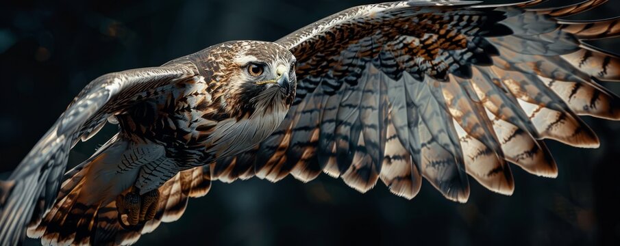 Majestic hawk in flight, 4K hyperrealistic photo
