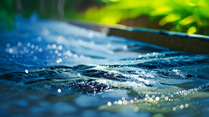 Water harvesting landscape to catch store and re-use storm water, rain water, waste water, Ai generative.