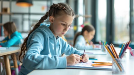 The girl in the classroom