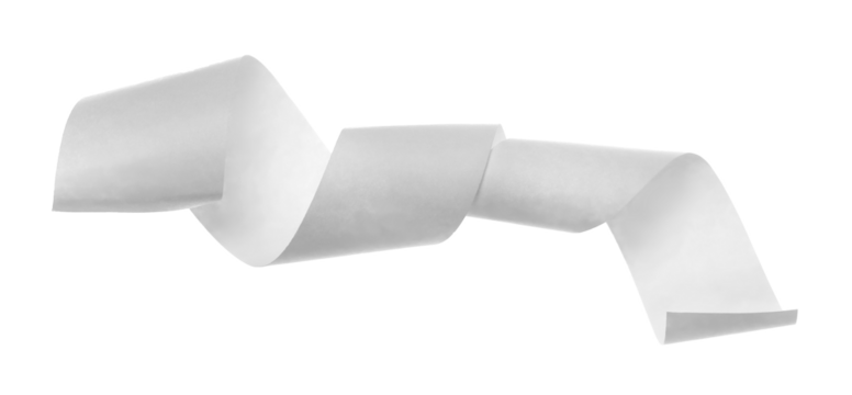  Blank white paper ribbon flying, isolated on backgroun