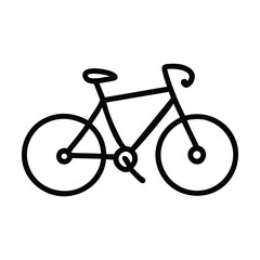 Simple black and white bicycle line drawing illustration. Vector illustration