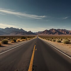 Empty asphalt road, Adventure road in desert