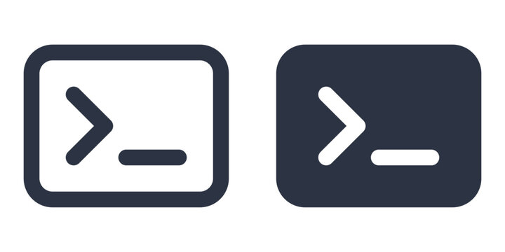 Command line simple icons set designed in filled, outline, line and stroke style