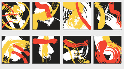 Set of creative artistic card templates. Grunge brush strokes, texture, creative design