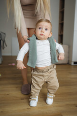 Baby Learning to Walk at Home with Parental Support