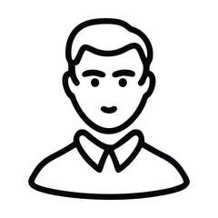 Line art illustration of a smiling man with short hair and a collared shirt. Vector illustration