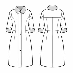 shirt dress with collar and button fashion ketch vector illustration 