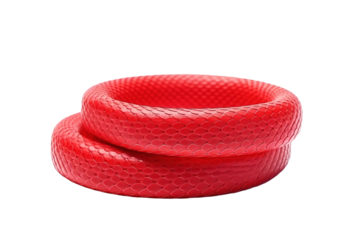 Vibrant Red Snake Skin Inspired Rings Stacked for Style on a White or Clear Surface PNG Transparent Background