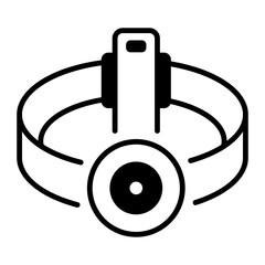 A linear style icon of headlamp  © Prosymbols