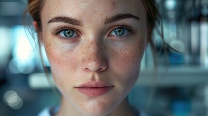Close-up portrait of a young Russian female software developer
