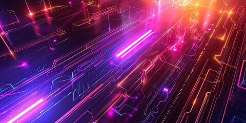 Obraz premium Abstract futuristic neon cityscape.