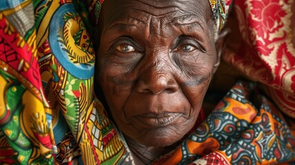 Obraz premium Close-up portrait of an elderly African female artisan.