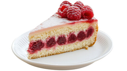 Raspberry cheese cake closeup transparent isolated