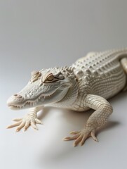 Naklejka premium Albino crocodile. Studio photography of an animal in white color.