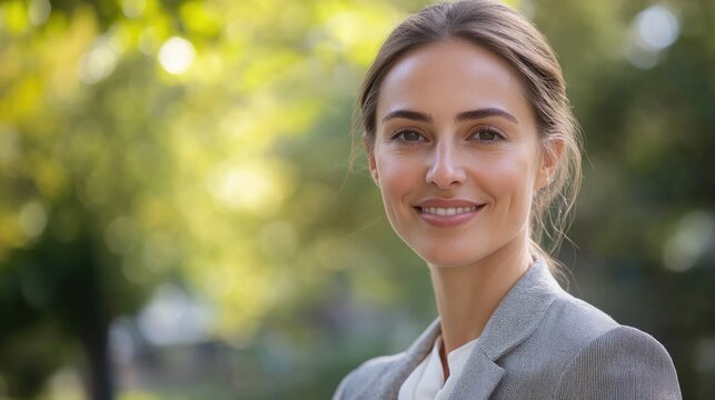 Professional woman with a smile, great for corporate or personal use