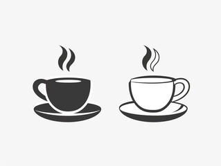 Fototapeta premium Black And White Coffee Cup Icon Illustration