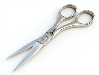 Fototapeta premium A silver pair of scissors on a white background