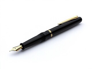 A black fountain pen on a white background