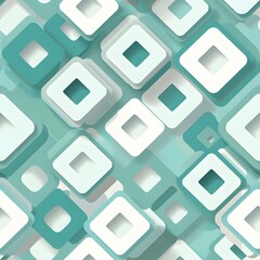 Obraz premium Abstract arrangement of layered teal and white squares creating a modern design.