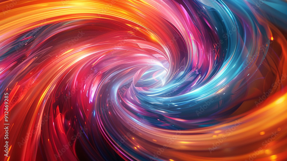 Poster a vibrant abstract design of swirling, multi-colored streaks of light, creating a dynamic, energetic