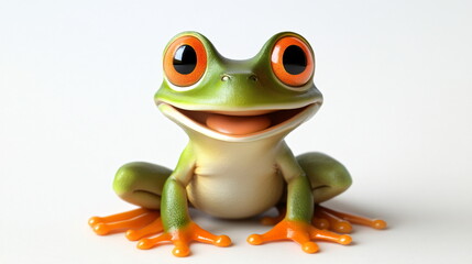Obraz premium cute frog on white background