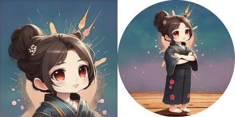 アバターアイコン画像：着物を着た女性