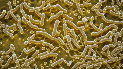 Microscopic view of Propionibacterium freudenreichii, showcasing their role in Swiss cheese production