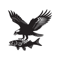 Obraz premium Osprey Clipart, Sea hawk silhouette, Fish hawk illustration, Eagle bird logo 