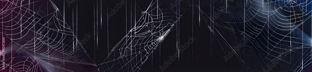 Wall mural spider web. cobweb scary frames. realistic arachnid net borders. spooky halloween background. isolat