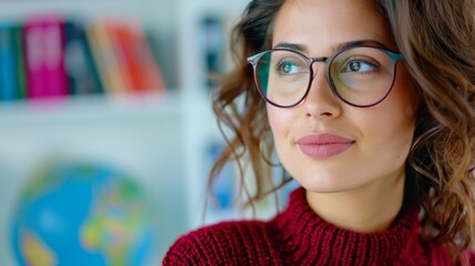  A young Caucasian female teacher explaining a mathematical concept on a whiteboard