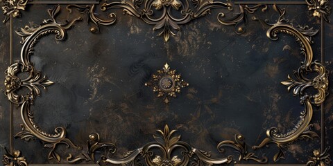 Ornate gold frame on black background.