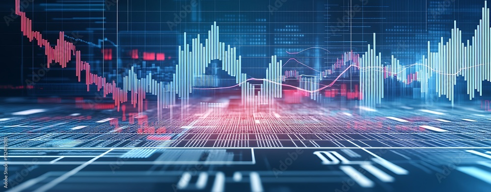 Poster abstract background with financial data and graphs, clear copy space, representing cash flow and inc