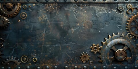 Fototapeta premium Rusty gears on a metal background.