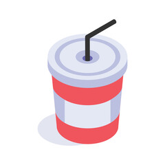 Icon of a soft drink glass with a straw, perfect for beverage related designs