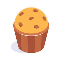 Grab this carefully crafted icon of cupcake, birthday cake isometric vector design