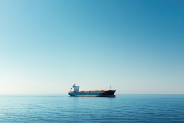 Fototapeta premium Shipping vessel at sea with a clear blue sky