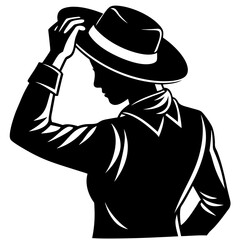  Silhouette of a Person Adjusting a Hat: A Captivating Graphic Design Element