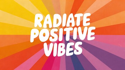 Radiate Positive Vibes colorful background and text (T-shirt Design Motivational Quote, Illustration ,Typography)